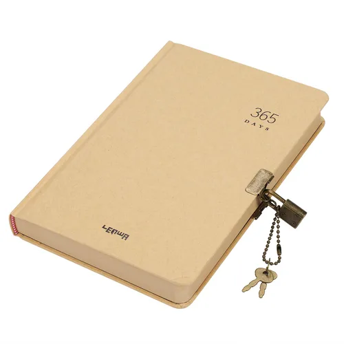 Vista 9 de 365 Day A5 Kraft Paper Hardcover Journals Notebook with Lock 1-Year Journal A Page A Day Daily Diary Scrapbook Numbered Blank Page Sketchbook