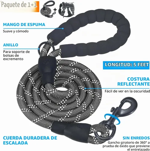 Vista 5 de Beebiepet Arnés táctico resistente para perros pequeños, arnés ajustable sin tirones para mascotas, arnés reflectante de servicio de entrenamiento