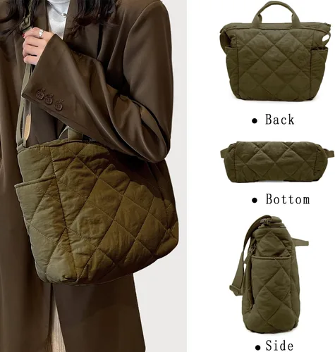 Vista 3 de Fozehlad Bolsa acolchada para mujer, bolsa acolchada para mujer, bolso de hombro para moda