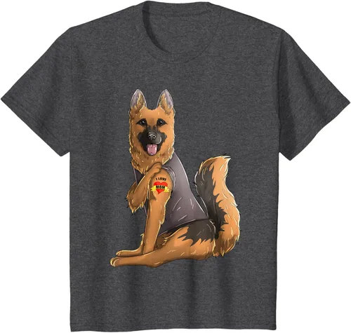 Vista 29 de Camiseta de perro con tatuaje de pastor alemán I Love Mom para el día de la madre, Negro, S