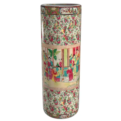 Vista 8 de Idea de regalo para decoración casera elegante de calidad fina - Depósito clásico para guardar paraguas y bastones de porcelana china de 24 pulgadas