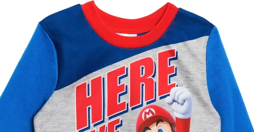 Vista 2 de Super Mario Conjunto de Pijama para Niños, Azul - Here We Go, Talla 8, Azul - Aquí vamos