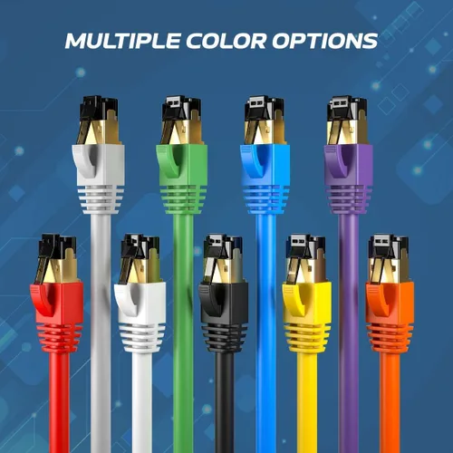 Vista 5 de Cables Direct Online Cable de conexión Ethernet SFTP Cat8 negro de 0.5 pies, conexión de 40 Gbps 2000 MHz, cobre blindado 26AWG RJ45 retrocompatible