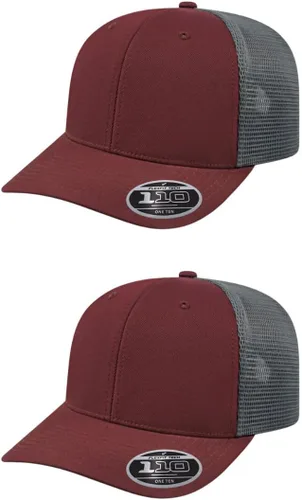 Vista 120 de Cap America i8502 Flexfit 110 Premium - Gorra de camionero de perfil medio con 6 paneles de malla trasera con protección UV y cierre ajustable