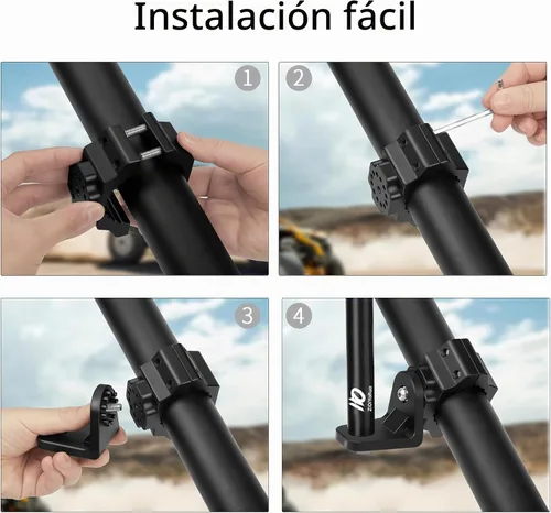 Vista 3 de ZIDIYORUO Soporte de luz de látigo UTV y soporte de barra de luz, abrazadera de aleación de aluminio resistente para jaula enrollable de 1.75 a 2