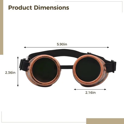 Vista 2 de Steampunk Goggles 6-Pack, Victorian Style Eyewear With Adjustable Straps, Glasses For Costumes