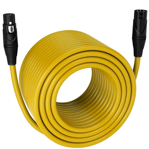 Vista 123 de LyxPro Cable de micrófono XLR hembra a macho de ángulo recto de 3 pines de 1.5 pies para altavoces amplificados, interfaz de audio, rendimiento
