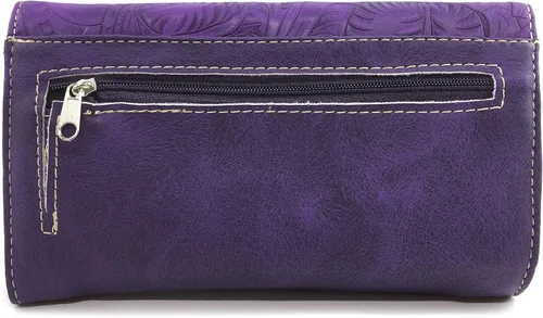 Vista 4 de Zelris Turquesa Rhinestone Cross Western Mujeres Crossbody Muñeca Trifold Wallet (Púrpura), Púrpura, Zelris Cruz Turquesa