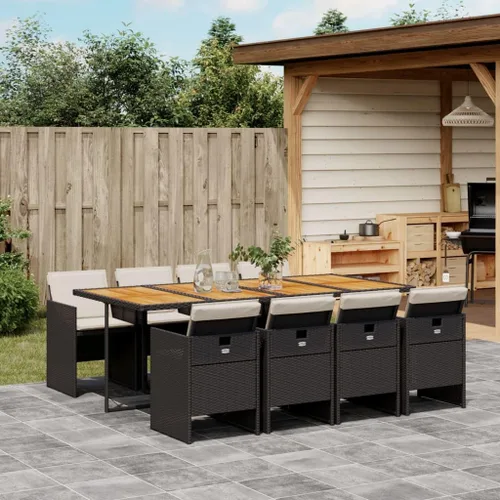 Vista 24 de Juego de comedor de patio de 5 piezas, muebles de exterior sintético de ratán beige, mesa rectangular con 4 sillas, resistente a la intemperie