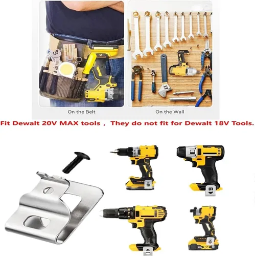 Vista 2 de 6pack N268241 N086039 Hebilla de clip para cinturón Dewalt Acero inoxidable Herramienta de perforación Clip 304 (con tornillos) Compatible