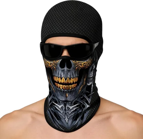 Vista 21 de Pasamontañas 3D, máscara de cara completa, resistente al viento, máscara de esquí con calavera táctica para motocicleta, ciclismo, Halloween