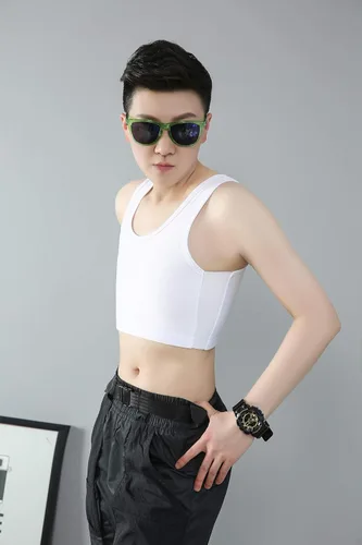 Vista 3 de BaronHong Carpeta de pecho transpirable de malla elástica moldeadora para Tomboy Trans Lesbian, Negro
