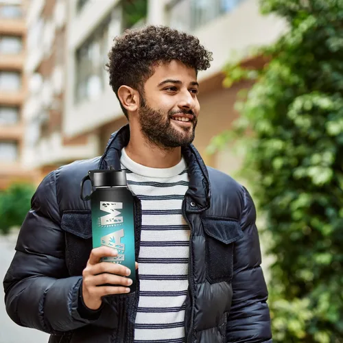 Vista 4 de Botellas de agua personalizadas con nombre, botella de agua de acero inoxidable con aislamiento de doble cara con pajilla, termo personalizado