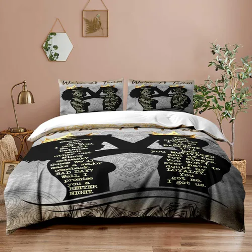 Vista 13 de LUVIVIHOME Juego de funda de edredón afroamericana de 2 piezas, pintura al óleo, arte negro sexy, mujer negra, hombre, afro-queen y king, regalos