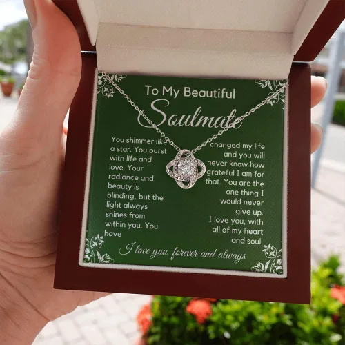 Vista 6 de to My Soulmate Love Knot Necklace - Necklaces for Women, My Lovely Wife, Gifts for Girlfriend, Romantic Gifts for Her from Husband to Wife