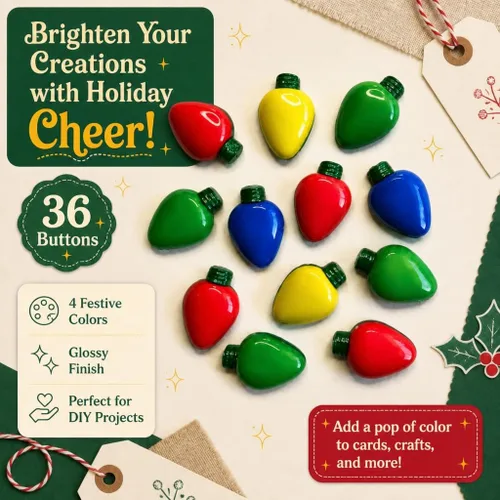 Vista 8 de Botones en abundancia 36 piezas de botones de luz de Navidad para Luces de Navidad