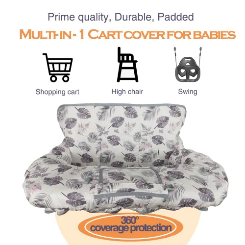 Vista 6 de RHYDEER Funda para carrito de compras para bebé, funda para silla alta 2 en 1, enrolla y listo, ajuste universal