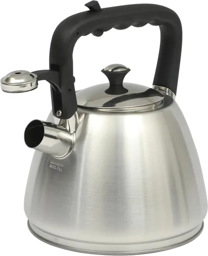 Vista 8 de Hervidor de agua para té con silbido Mr. Coffee 91407.02 Flintshire, de acero inoxidable, 1.75 qt, Plateado Satén cepillado