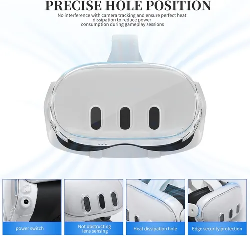 Vista 3 de HiBloks VR Shell Protective Cover for Meta Quest 3 Accessories, Transparent VR Headset Protective Cover with Precise Hole for Oculus Quest 3