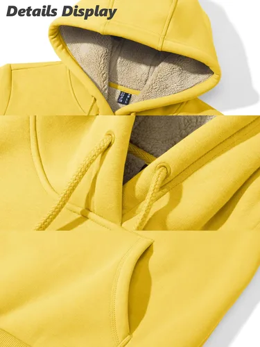 Vista 98 de MAGCOMSEN Sudaderas con capucha para mujer, con forro de sherpa, de vellón, para invierno, cálido, pesado, de algodón, con bolsillo