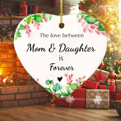 Vista 5 de Adorno para madre e hija 2026, regalos para mamá e hija, adorno de cerámica para árbol de Navidad de 2.9 pulgadas, regalo de recuerdo para madre