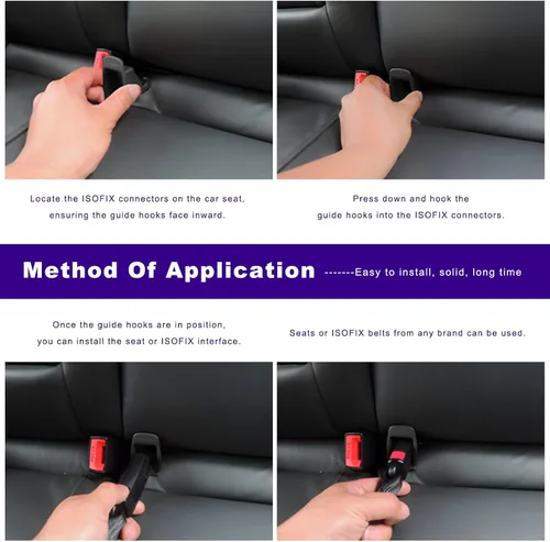 Vista 3 de 2 piezas de guía de enganche ISOFIX, conector de abrazadera de cinturón de asiento infantil para automóvil, guías localizadoras de abrazadera