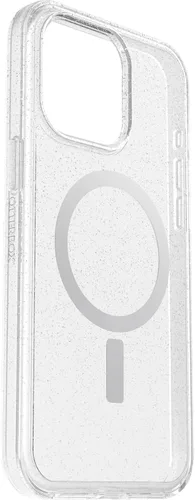 Vista 4 de OtterBox Funda transparente para iPhone 15 Pro MAX (solamente) Symmetry Series - Stardust (transparente/plateado), se ajusta a MagSafe, ultra suave