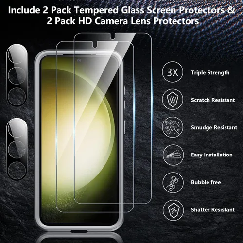 Vista 12 de SPIDERCASE Funda diseñada para Samsung Galaxy S23, [protección contra caídas de grado militar de 10 pies], paquete de 2