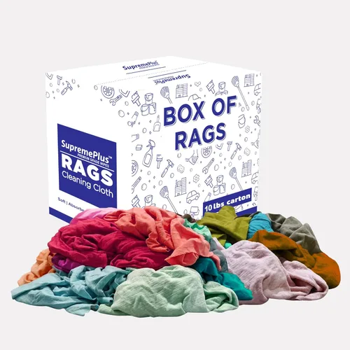 Vista 15 de Trapos de limpieza de camisetas de color reciclado (caja de 600 libras de palé de 60 x 10 libras) en trapos de algodón de color caja, perfectos