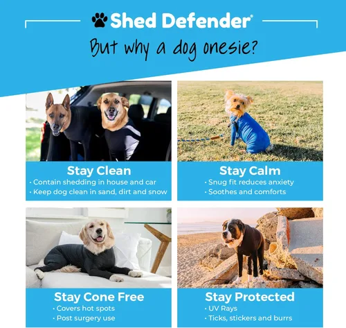 Vista 6 de Enterizo deportivo para perro Shed Defender para la caída del pelo, visto en Shark Tank, liviano y transpirable, traje de cuerpo para perros
