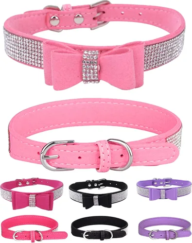 Vista 10 de Bling - Collar de perro para perros pequeños, medianos y grandes, collares de perro con corona de diamantes de imitación para perros hembra y macho
