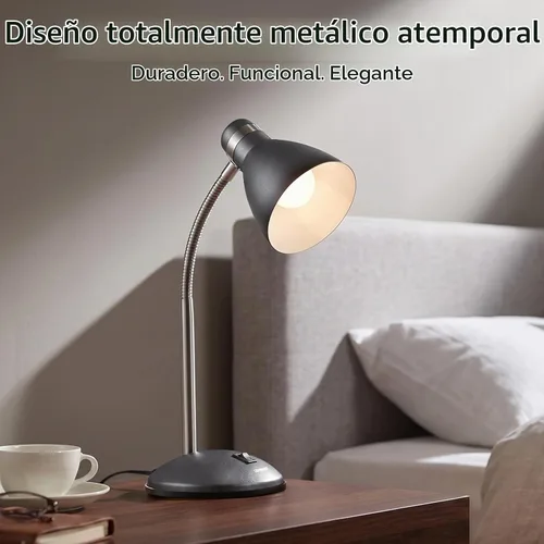 Vista 3 de LEPOWER Lámpara de escritorio de metal, luz de lectura ajustable de cuello Negro arena