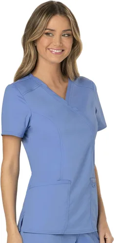Vista 6 de Cherokee WW610 - Camiseta de ropa quirúrgica para mujer, estilo cruzado falso, para trabajar
