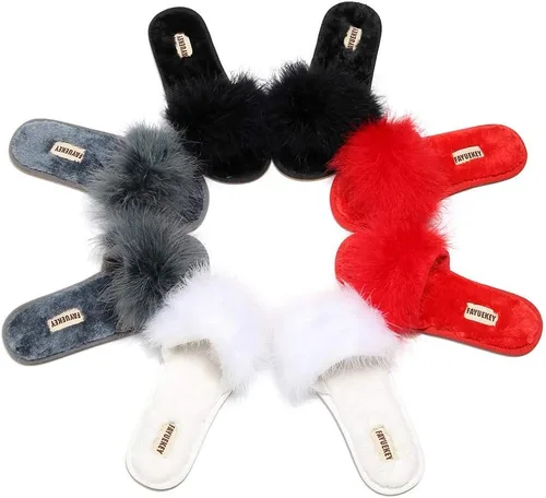 Vista 7 de Pantuflas peludas para mujer, pantuflas suaves y peludas para el hogar