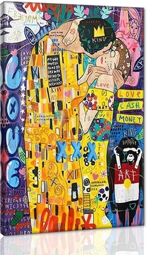 Vista 11 de Arte de pared de graffiti colorido póster impreso en lienzo creativo y moderno, pintura de graffiti de niña nunca te rindas, imágenes inspiradoras