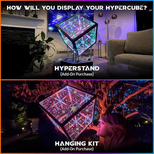 Vista 7 de La Compañía de Iluminación Hyperspace HyperCube Infinity Cube LED Light - Lámpara de Escritorio de Mesa Reactiva al Sonido de 10 Pulgadas - Lámpara