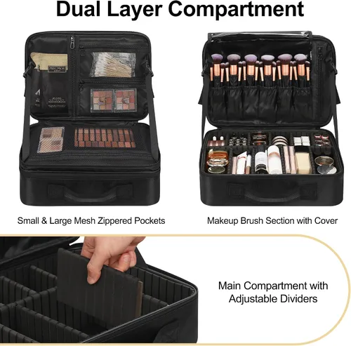 Vista 4 de Relavel Estuche de maquillaje grande para maquillaje, estuche de tren profesional de 16.5 pulgadas, organizador de cosméticos de viaje, soporte