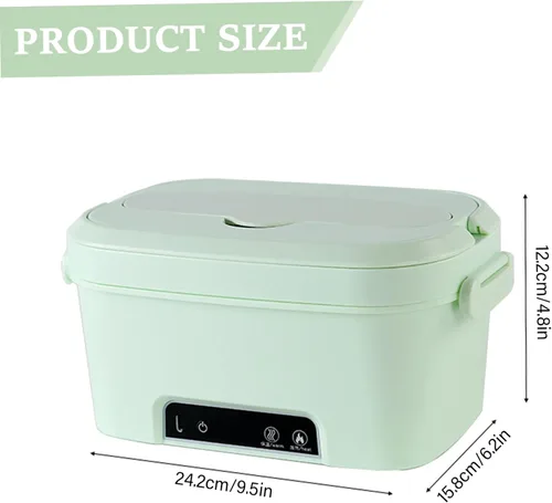 Vista 3 de Lonchera eléctrica inalámbrica, lonchera térmica de 1.5 L con batería de 7800 mAh, calentador de alimentos portátil verde para oficina, automóvil