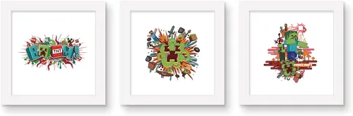 Vista 7 de Trends International Gallery Pops Minecraft - Paquete de arte de pared Funtage Creeper (paquete de 3)