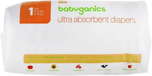 Vista 3 de Babyganics Pañales Skin Love, talla 1, 34 CT
