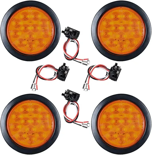 Vista 86 de Kit de tapones de cableado con cubierta de hule para luz trasera LED redonda de 4", 12 ledes, para RV, camioneta