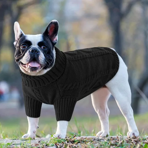 Vista 76 de Queenmore - Suéter de punto trenzado con cuello alto para perros pequeños, para climas fríos, para chihuahua, bulldog, teckel, carlino y yorkie, XS