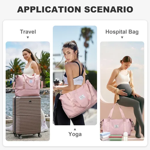 Vista 3 de Bolsa de viaje, bolsa de gimnasio deportiva, bolsa de hombro para fin de semana para mujer