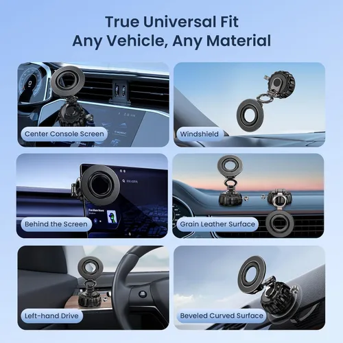 Vista 5 de Soporte magnético para teléfono para automóvil, giratorio de 720°, soporte de teléfono plegable con ventosa universal para salpicadero, parabrisas