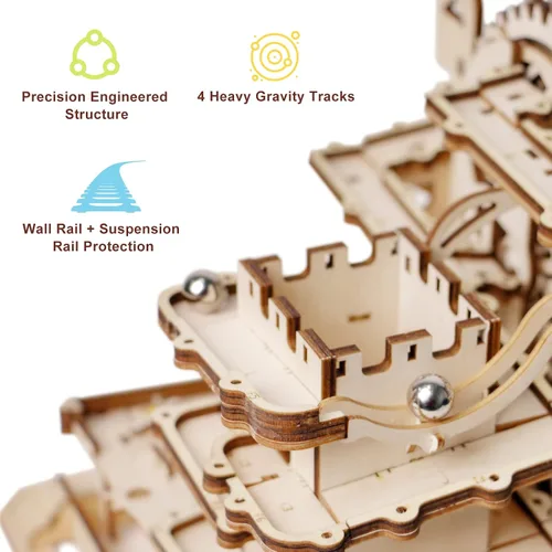 Vista 10 de ROKR Marble Run - Rompecabezas de madera 3D, kits de construcción de modelos para adultos, proyecto educativo, rompecabezas de cerebro, manualidades