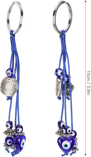 Vista 4 de 2Pcs Blue Eyes Keychain, Evil Eye Keychain, Cute Protection keychains, Good Luck Keychain, Amulet Car Keychains for Purse Backpack Handbag Hanging
