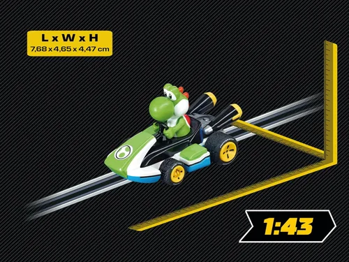 Vista 4 de Carrera 64035 Mario Kart - Yoshi 1:43 Escala Analógica Ranura coche vehículo para GO!!! eléctrico y batería ranura coche Racing Track Compatible