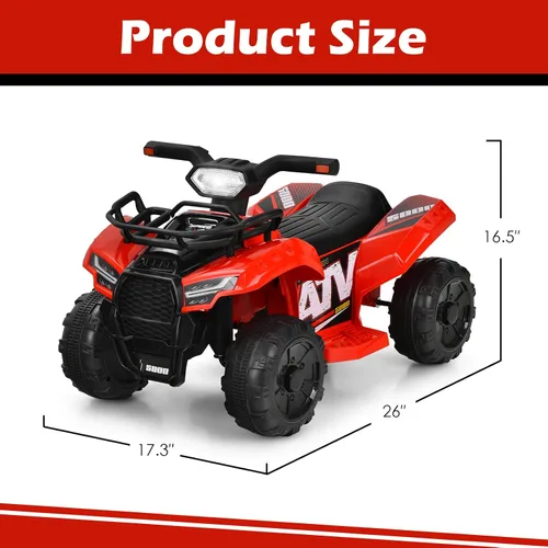 Vista 6 de HONEY JOY Cuatrimoto para niños, cuatrimoto de 4 ruedas con batería con caja de almacenamiento, bocina, música, faros LED, juguete ATV de 6 V