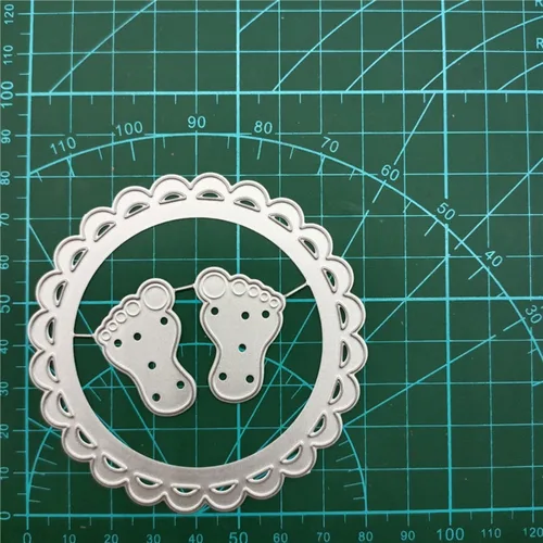 Vista 2 de Pies de bebé troquelados de metal para hacer tarjetas, plantillas de corte para manualidades, álbumes de recortes, álbumes de fotos, manualidades