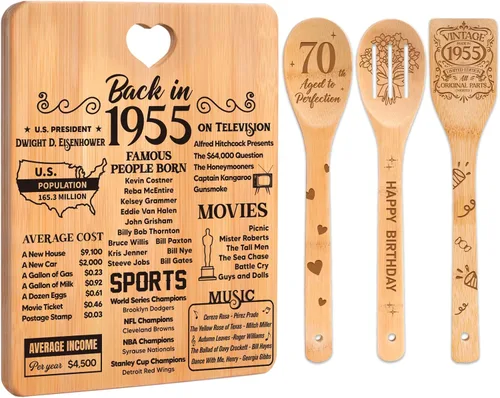 Vista 15 de Regalos de cumpleaños número 30 para mujeres – Regalos de cumpleaños número 30 para hombres, tabla de cortar, hecha de bambú grabada "Year 1995 News